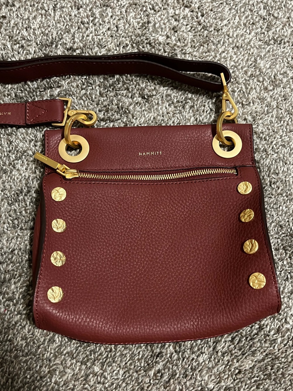 Hammitt Tony Small Maroon Burgundy Gold Hardware Crossbody - Picture 2 of 11